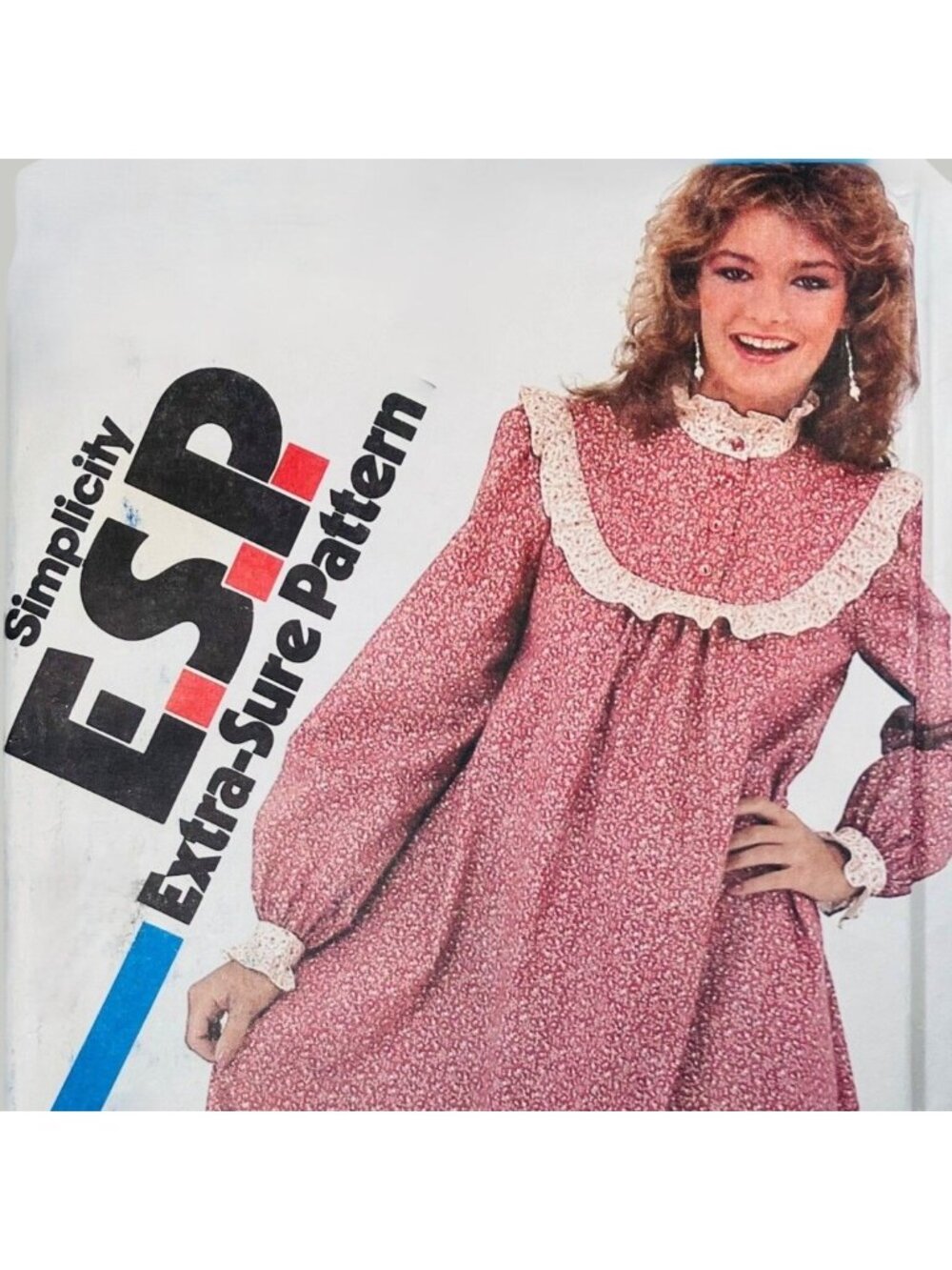 80s Simplicity 5764 Sz 10-14 Cottage Core Praire Dress Pattern Ruffle Hem FF